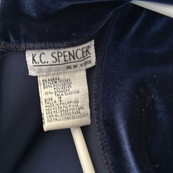 Ladies Navy Blue Velvet Look & Feel Dress - Picture 10 of 13